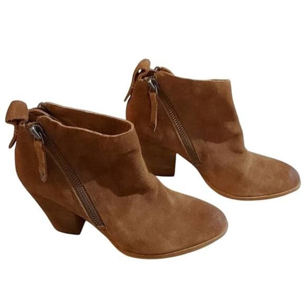 DOLCE Vita double zipper chunky distressed brown suede leather booties size 10